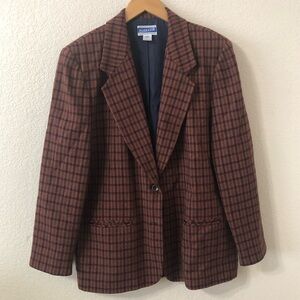 Pendleton Brown and Red Plaid Blazer